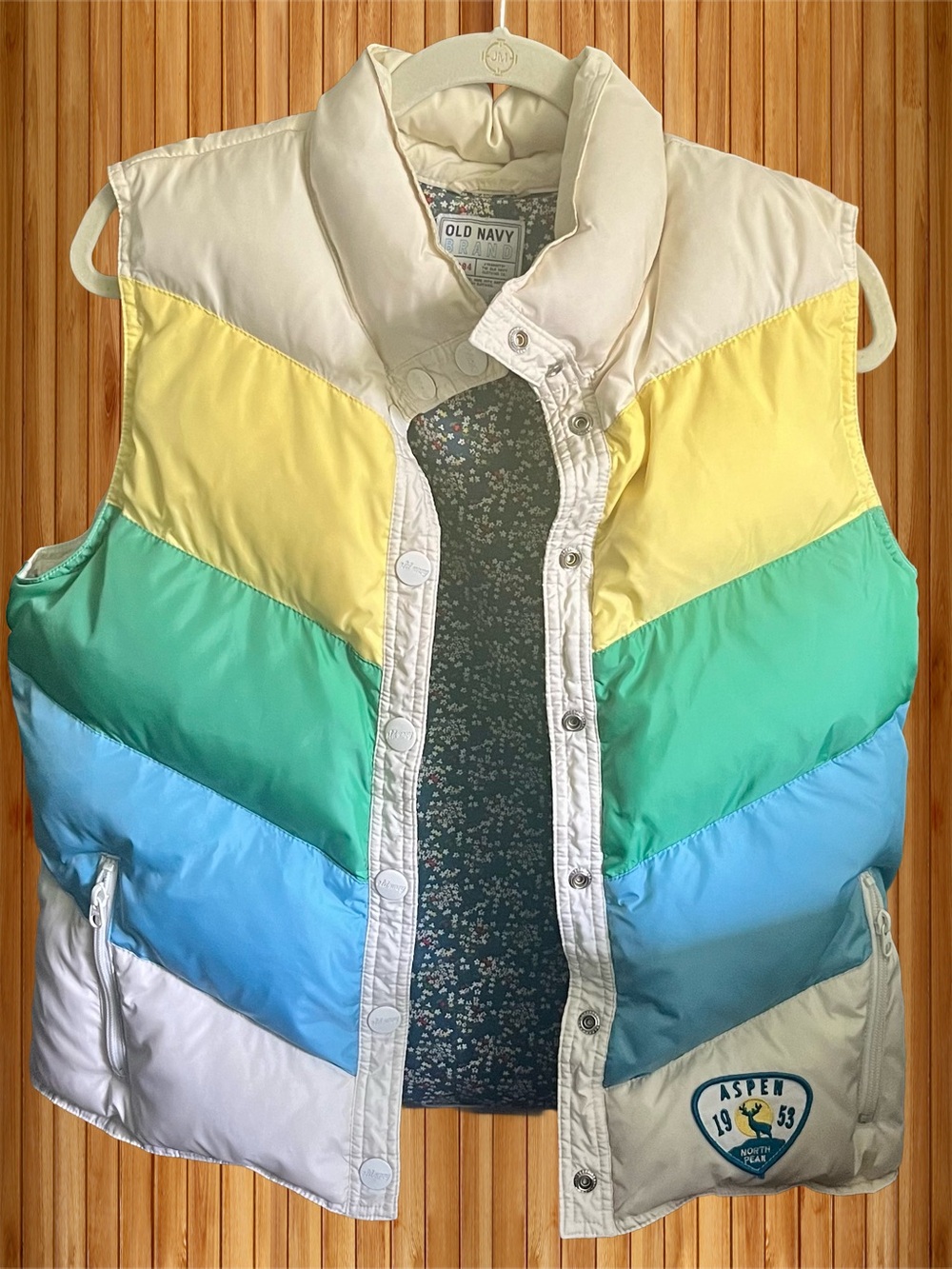 EUC Old Navy Vintage Retro Colorblock Puffer Vest Size L - Picture 5 of 16